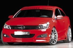 Frontstoßstange alle Modelle ohne Tagfahrlicht, mit großen Aussparungen für Schweinwerferreinigung Rieger Tuning passend für Opel Astra H & GTC